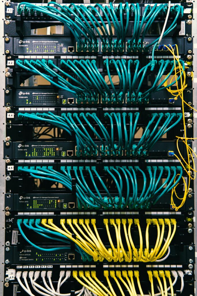 Organized patch cables in a network rack
